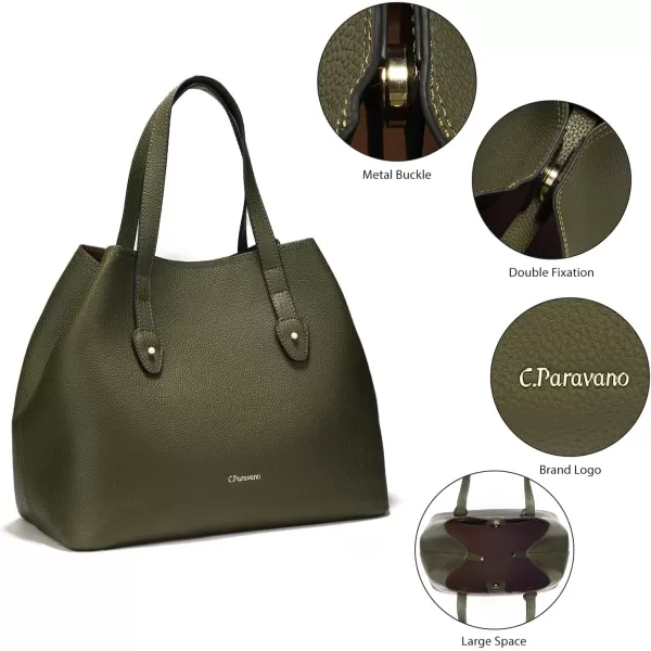 C.Paravano Large Capacity Tote Handbag | Full Grain Leather Tote Bag | Hobo Bag | Women's Top Handle Tote | Travel Work Tote