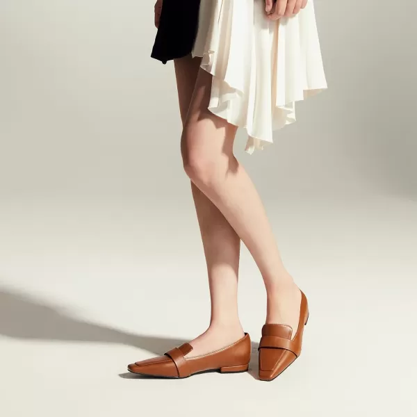 C.Paravano Loafer for Women | Leather Penny Loafers | Slip On Loafer | Women's Loafers | Squared Toe Loafer Flat | Comfort Loafer Shoes