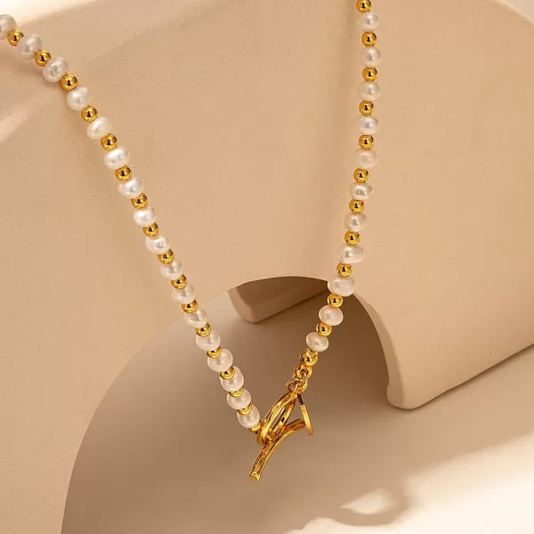C.Paravano Pearl Necklaces for Women | Pearl Choker Necklace | 18K Gold Plated Chain Necklace | Necklaces Pearl | Real Pearl Necklace | Long Pearl Necklace | Gold and Pearl Necklace