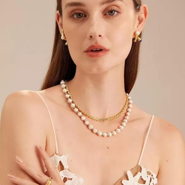 C.Paravano Pearl Necklaces for Women | Pearl Choker Necklace | 18K Gold Plated Chain Necklace | Necklaces Pearl | Real Pearl Necklace | Long Pearl Necklace | Gold and Pearl Necklace