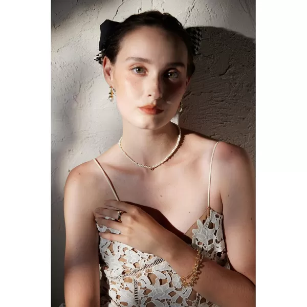 C.Paravano Pearl Necklaces for Women | Pearl Choker Necklace | 18K Gold Plated Chain Necklace | Necklaces Pearl | Real Pearl Necklace | Long Pearl Necklace | Gold and Pearl Necklace