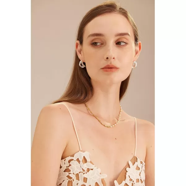 C.Paravano Pearl Necklaces for Women | Pearl Choker Necklace | 18K Gold Plated Chain Necklace | Necklaces Pearl | Real Pearl Necklace | Long Pearl Necklace | Gold and Pearl Necklace