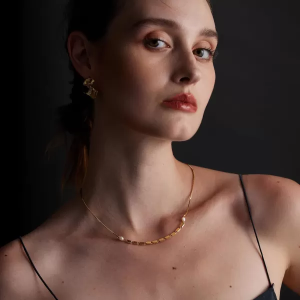 C.Paravano Pearl Necklaces for Women | Pearl Choker Necklace | 18K Gold Plated Chain Necklace | Necklaces Pearl | Real Pearl Necklace | Long Pearl Necklace | Gold and Pearl Necklace