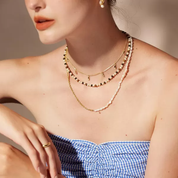 C.Paravano Pearl Necklaces for Women | Pearl Choker Necklace | 18K Gold Plated Chain Necklace | Necklaces Pearl | Real Pearl Necklace | Long Pearl Necklace | Gold and Pearl Necklace
