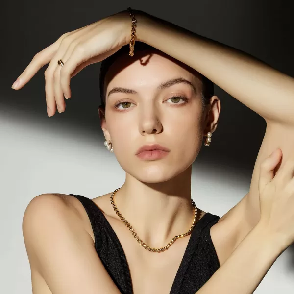 C.Paravano Pearl Necklaces for Women | Pearl Choker Necklace | 18K Gold Plated Chain Necklace | Necklaces Pearl | Real Pearl Necklace | Long Pearl Necklace | Gold and Pearl Necklace