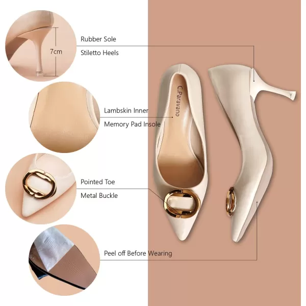 C.Paravano Womens Designer Pumps I Comfortable Stiletto Heel Pumps I Kitten Heels for Women I Pointed Toe Daily Pumps I Party Wedding Pumps