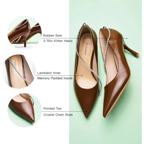 C.Paravano Women's Flats | Flats for Women | Ballet Flats | Crystal Chain Flat Shoes | Pointed Toe Flats | Wedding Flats | Slip on Flats Shoes
