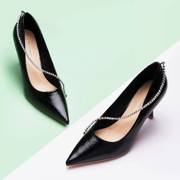 C.Paravano Women's Flats | Flats for Women | Ballet Flats | Crystal Chain Flat Shoes | Pointed Toe Flats | Wedding Flats | Slip on Flats Shoes