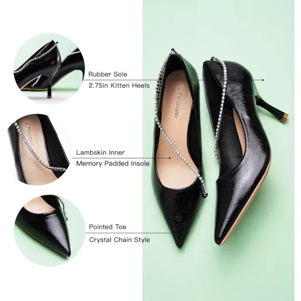 C.Paravano Women's Flats | Flats for Women | Ballet Flats | Crystal Chain Flat Shoes | Pointed Toe Flats | Wedding Flats | Slip on Flats Shoes