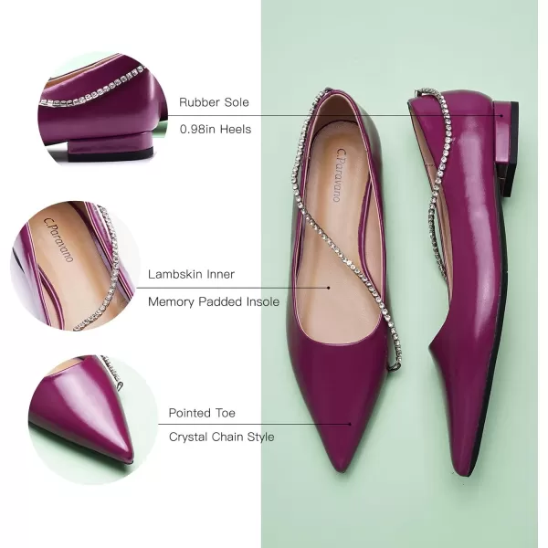 C.Paravano Women's Flats | Flats for Women | Ballet Flats | Crystal Chain Flat Shoes | Pointed Toe Flats | Wedding Flats | Slip on Flats Shoes
