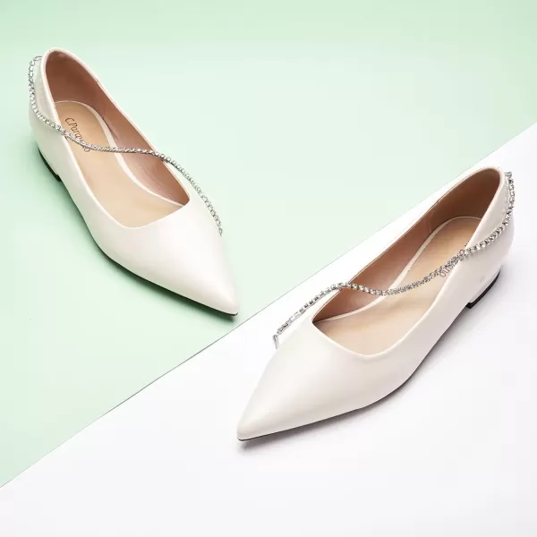 C.Paravano Women's Flats | Flats for Women | Ballet Flats | Crystal Chain Flat Shoes | Pointed Toe Flats | Wedding Flats | Slip on Flats Shoes