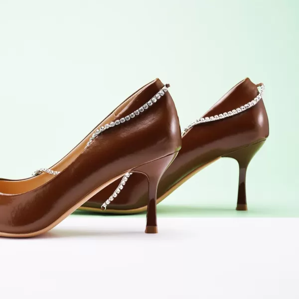 C.Paravano Women's Flats | Flats for Women | Ballet Flats | Crystal Chain Flat Shoes | Pointed Toe Flats | Wedding Flats | Slip on Flats Shoes