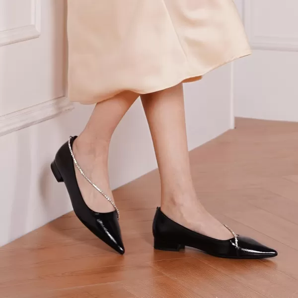 C.Paravano Women's Flats | Flats for Women | Ballet Flats | Crystal Chain Flat Shoes | Pointed Toe Flats | Wedding Flats | Slip on Flats Shoes