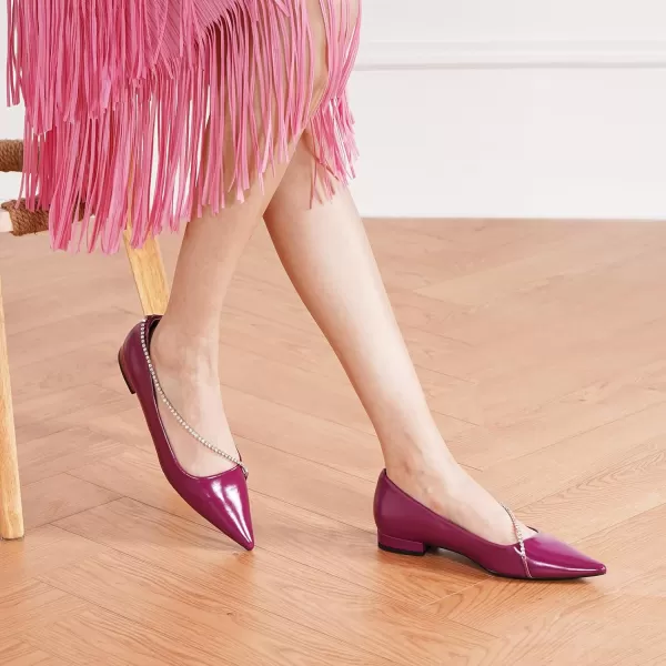 C.Paravano Women's Flats | Flats for Women | Ballet Flats | Crystal Chain Flat Shoes | Pointed Toe Flats | Wedding Flats | Slip on Flats Shoes