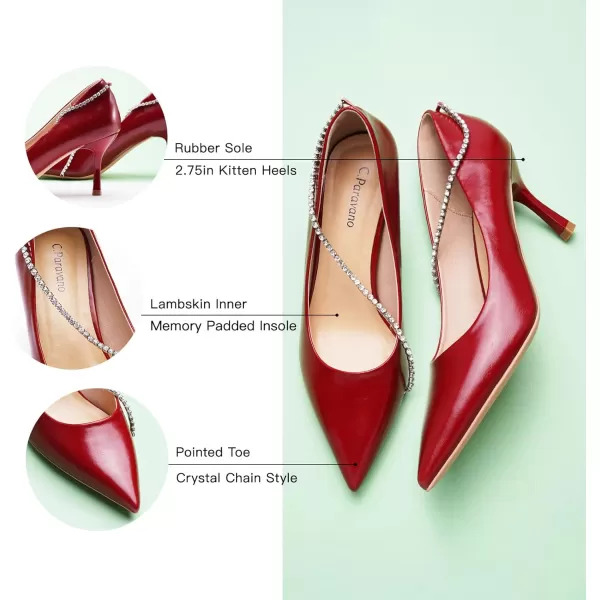 C.Paravano Women's Flats | Flats for Women | Ballet Flats | Crystal Chain Flat Shoes | Pointed Toe Flats | Wedding Flats | Slip on Flats Shoes