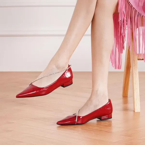 C.Paravano Women's Flats | Flats for Women | Ballet Flats | Crystal Chain Flat Shoes | Pointed Toe Flats | Wedding Flats | Slip on Flats Shoes