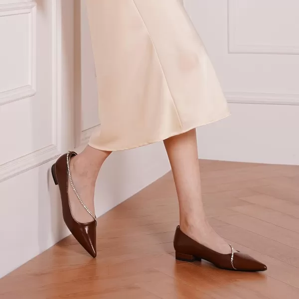 C.Paravano Women's Flats | Flats for Women | Ballet Flats | Crystal Chain Flat Shoes | Pointed Toe Flats | Wedding Flats | Slip on Flats Shoes