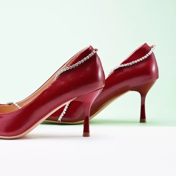 C.Paravano Women's Flats | Flats for Women | Ballet Flats | Crystal Chain Flat Shoes | Pointed Toe Flats | Wedding Flats | Slip on Flats Shoes