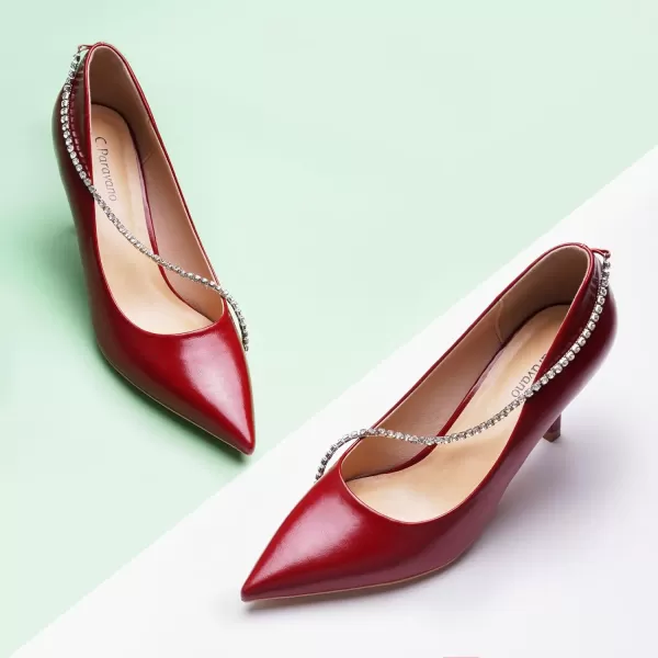 C.Paravano Women's Flats | Flats for Women | Ballet Flats | Crystal Chain Flat Shoes | Pointed Toe Flats | Wedding Flats | Slip on Flats Shoes