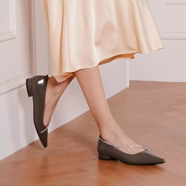 C.Paravano Women's Flats | Flats for Women | Ballet Flats | Crystal Chain Flat Shoes | Pointed Toe Flats | Wedding Flats | Slip on Flats Shoes