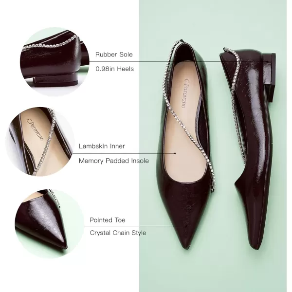 C.Paravano Women's Flats | Flats for Women | Ballet Flats | Crystal Chain Flat Shoes | Pointed Toe Flats | Wedding Flats | Slip on Flats Shoes