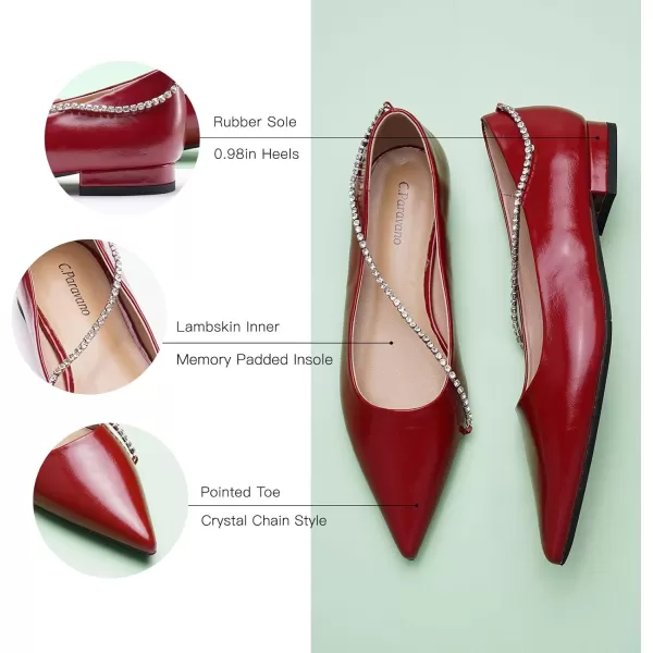 C.Paravano Women's Flats | Flats for Women | Ballet Flats | Crystal Chain Flat Shoes | Pointed Toe Flats | Wedding Flats | Slip on Flats Shoes