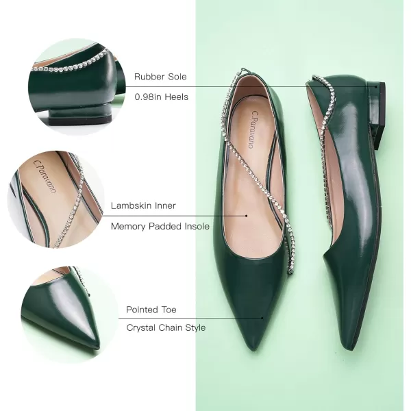 C.Paravano Women's Flats | Flats for Women | Ballet Flats | Crystal Chain Flat Shoes | Pointed Toe Flats | Wedding Flats | Slip on Flats Shoes