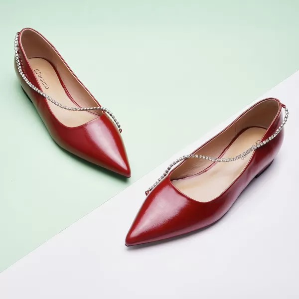 C.Paravano Women's Flats | Flats for Women | Ballet Flats | Crystal Chain Flat Shoes | Pointed Toe Flats | Wedding Flats | Slip on Flats Shoes