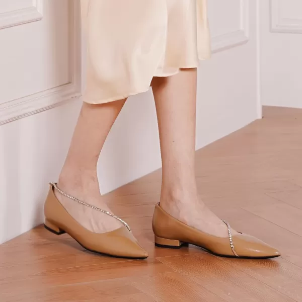 C.Paravano Women's Flats | Flats for Women | Ballet Flats | Crystal Chain Flat Shoes | Pointed Toe Flats | Wedding Flats | Slip on Flats Shoes