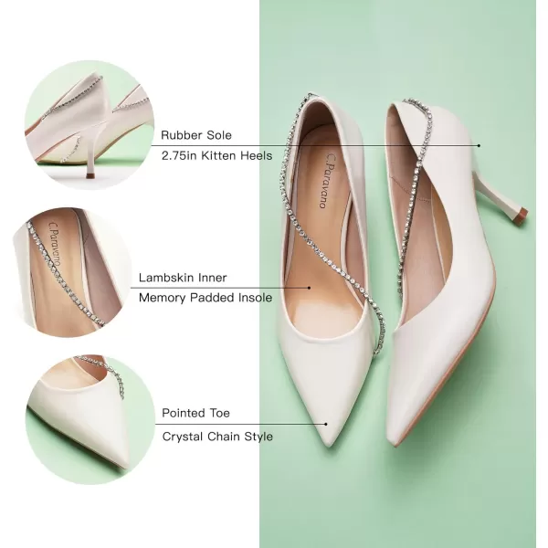 C.Paravano Women's Flats | Flats for Women | Ballet Flats | Crystal Chain Flat Shoes | Pointed Toe Flats | Wedding Flats | Slip on Flats Shoes