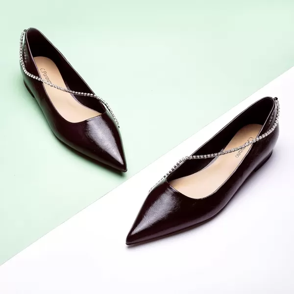 C.Paravano Women's Flats | Flats for Women | Ballet Flats | Crystal Chain Flat Shoes | Pointed Toe Flats | Wedding Flats | Slip on Flats Shoes