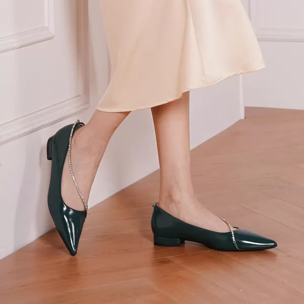 C.Paravano Women's Flats | Flats for Women | Ballet Flats | Crystal Chain Flat Shoes | Pointed Toe Flats | Wedding Flats | Slip on Flats Shoes