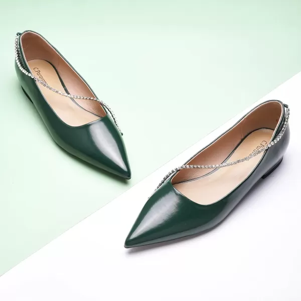 C.Paravano Women's Flats | Flats for Women | Ballet Flats | Crystal Chain Flat Shoes | Pointed Toe Flats | Wedding Flats | Slip on Flats Shoes