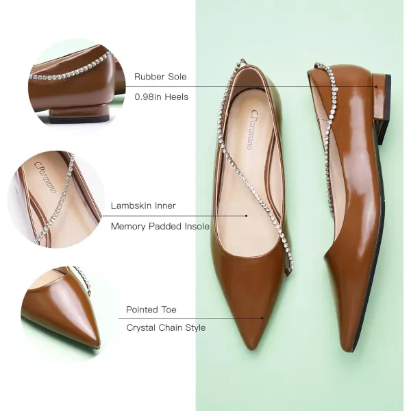 C.Paravano Women's Flats | Flats for Women | Ballet Flats | Crystal Chain Flat Shoes | Pointed Toe Flats | Wedding Flats | Slip on Flats Shoes