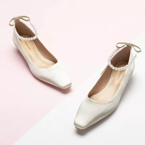 C.Paravano Women's Low Chunky Heels | Womens Pump | Square Toe Leather Block Heels | Closed Toe Low Heel | Pearl Ankle Strap Pumps Shoes | Dress Wedding Shoes