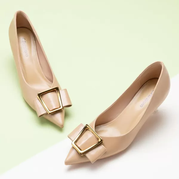 C.Paravano Women's Pump I Pointed Toe Kitten Heel I Closed Toe Low Heel I Comfortable Dress Pump I Leather Wedding Shoes