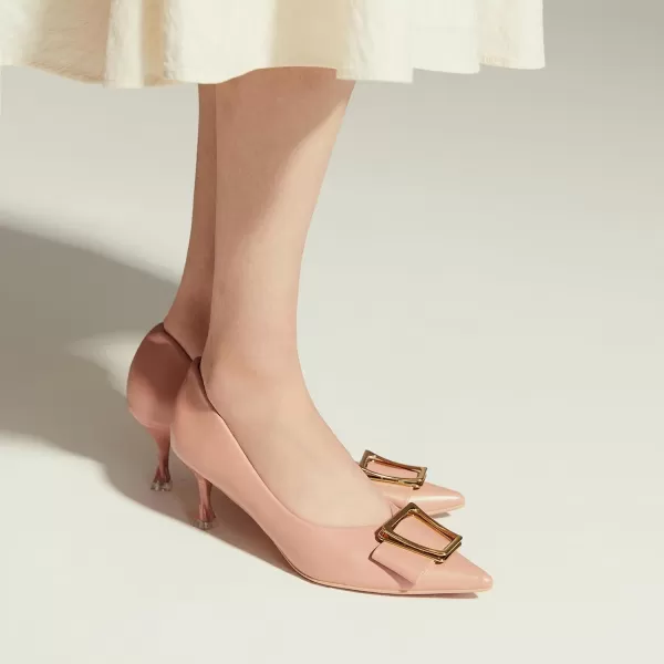 C.Paravano Women's Pump I Pointed Toe Kitten Heel I Closed Toe Low Heel I Comfortable Dress Pump I Leather Wedding Shoes