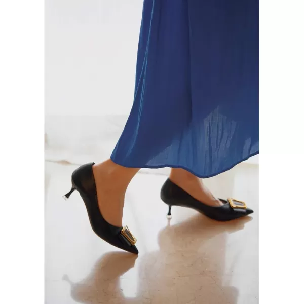 C.Paravano Women's Pump I Pointed Toe Kitten Heel I Closed Toe Low Heel I Comfortable Dress Pump I Leather Wedding Shoes