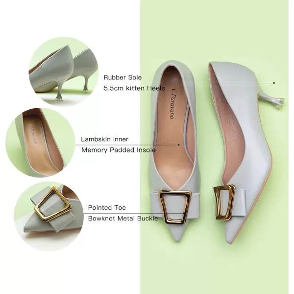 C.Paravano Women's Pump I Pointed Toe Kitten Heel I Closed Toe Low Heel I Comfortable Dress Pump I Leather Wedding Shoes