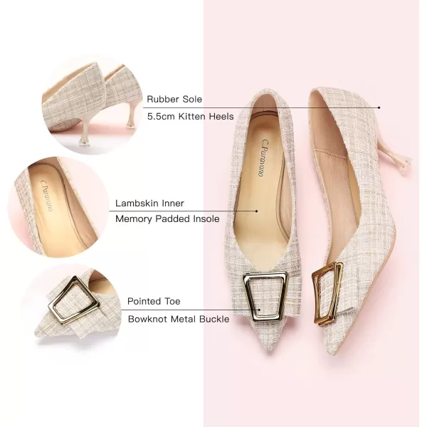 C.Paravano Women's Pump I Pointed Toe Kitten Heel I Closed Toe Low Heel I Comfortable Dress Pump I Leather Wedding Shoes