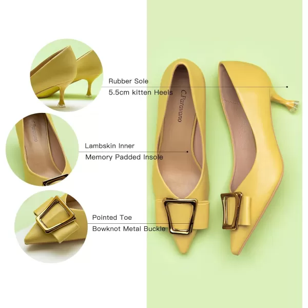 C.Paravano Women's Pump I Pointed Toe Kitten Heel I Closed Toe Low Heel I Comfortable Dress Pump I Leather Wedding Shoes