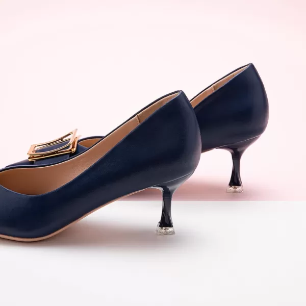 C.Paravano Women's Pump I Pointed Toe Kitten Heel I Closed Toe Low Heel I Comfortable Dress Pump I Leather Wedding Shoes