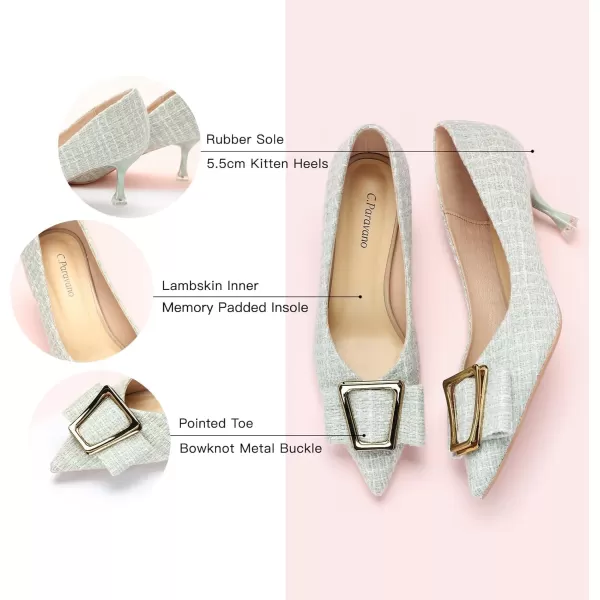 C.Paravano Women's Pump I Pointed Toe Kitten Heel I Closed Toe Low Heel I Comfortable Dress Pump I Leather Wedding Shoes