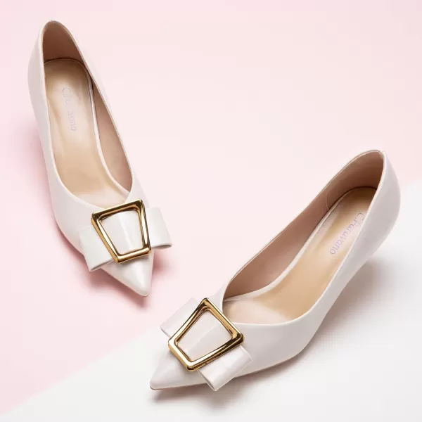 C.Paravano Women's Pump I Pointed Toe Kitten Heel I Closed Toe Low Heel I Comfortable Dress Pump I Leather Wedding Shoes