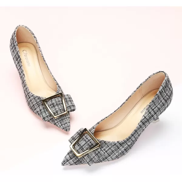 C.Paravano Women's Pump I Pointed Toe Kitten Heel I Closed Toe Low Heel I Comfortable Dress Pump I Leather Wedding Shoes