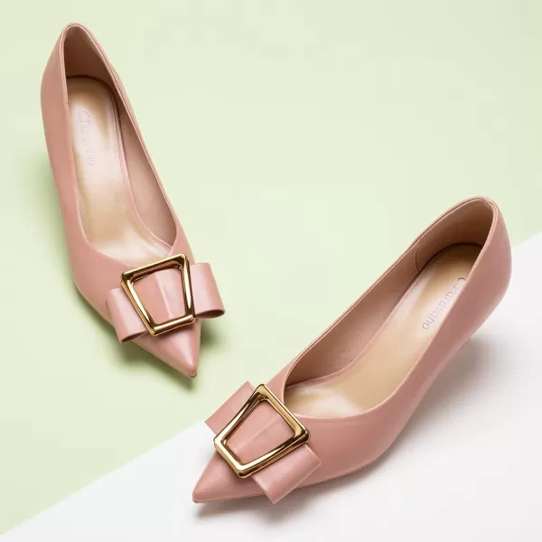 C.Paravano Women's Pump I Pointed Toe Kitten Heel I Closed Toe Low Heel I Comfortable Dress Pump I Leather Wedding Shoes