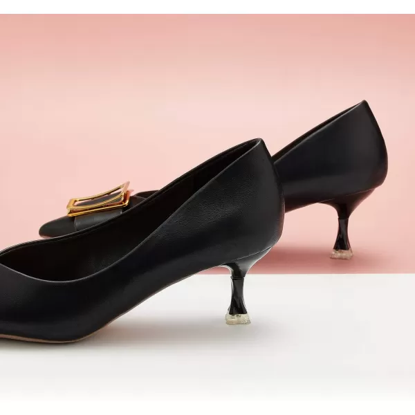 C.Paravano Women's Pump I Pointed Toe Kitten Heel I Closed Toe Low Heel I Comfortable Dress Pump I Leather Wedding Shoes