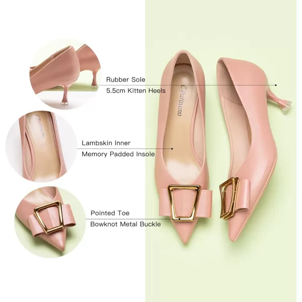 C.Paravano Women's Pump I Pointed Toe Kitten Heel I Closed Toe Low Heel I Comfortable Dress Pump I Leather Wedding Shoes