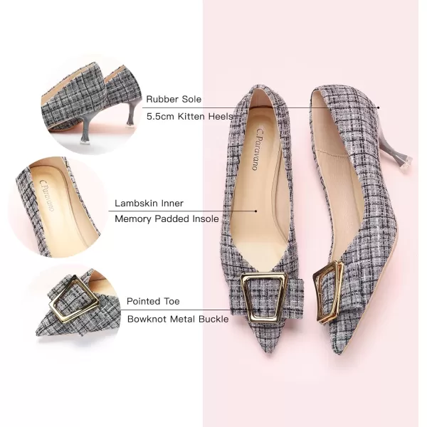 C.Paravano Women's Pump I Pointed Toe Kitten Heel I Closed Toe Low Heel I Comfortable Dress Pump I Leather Wedding Shoes