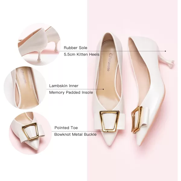 C.Paravano Women's Pump I Pointed Toe Kitten Heel I Closed Toe Low Heel I Comfortable Dress Pump I Leather Wedding Shoes